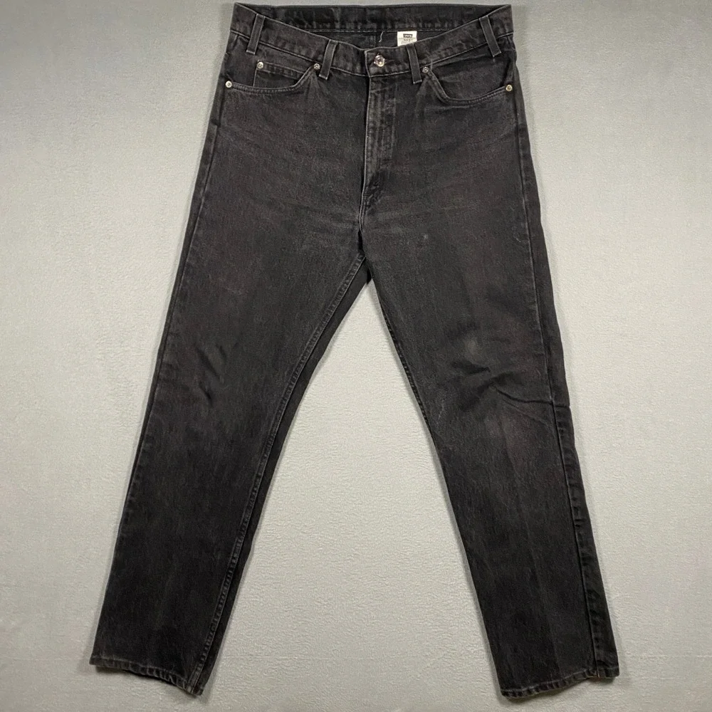 Vintage 90s Levi's 505 Jeans Mens 34x32 Black Orange Tab Straight Leg